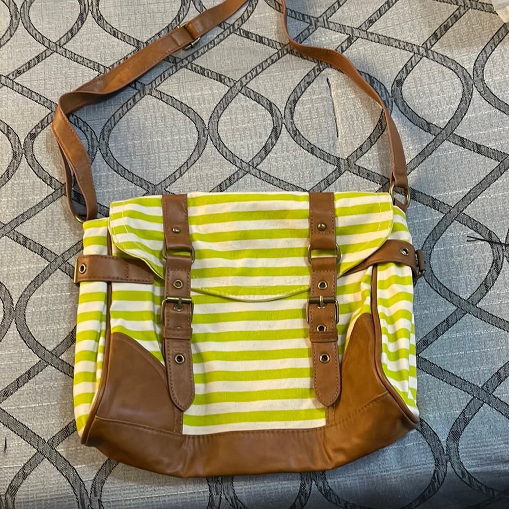 Aeropostale lime green striped crossbody bag.